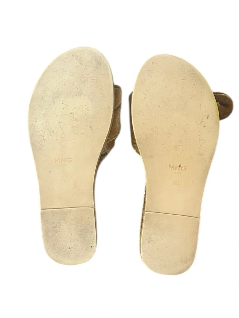 Mango Girls Gold Velvet Knotted Bow Slingback Flat Sandals - Size 30 / US 12